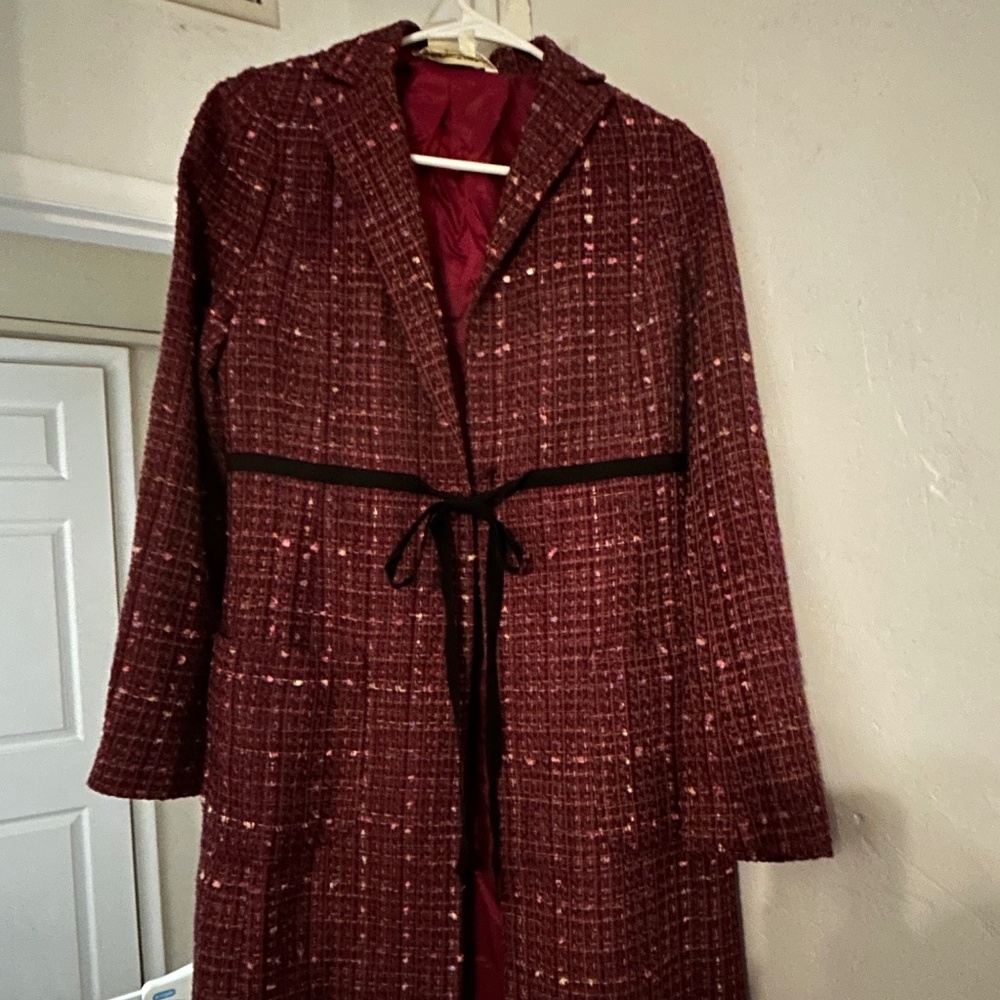 Max Studio - long tweed jacket - pink/maroon